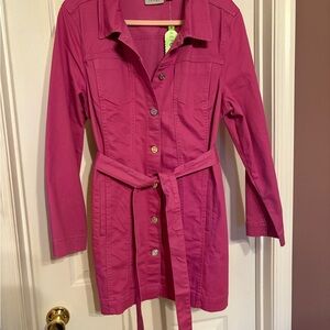 Susan Graver Vibrant Pink Long Denim Jacket